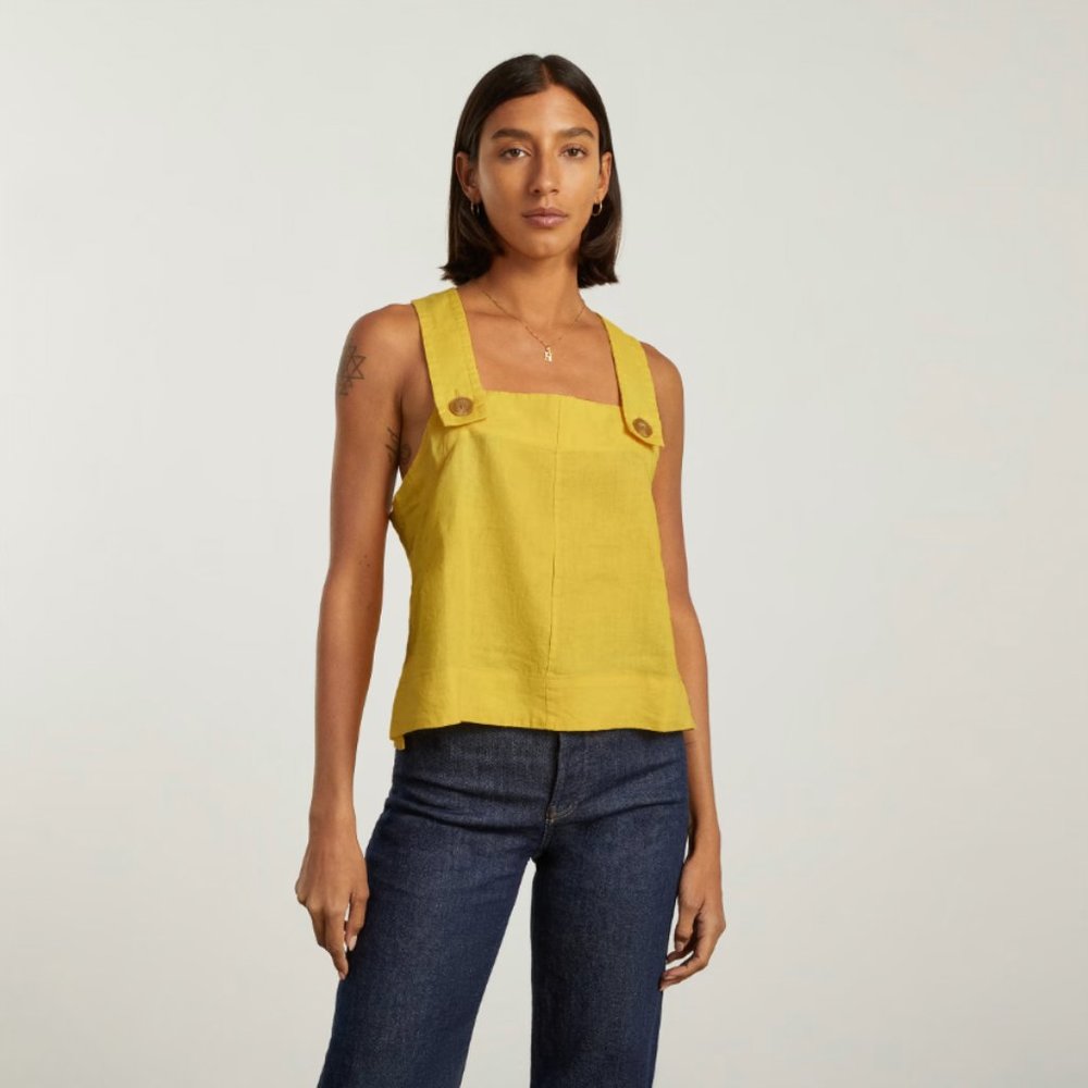Everlane Yellow Linen Apron Top